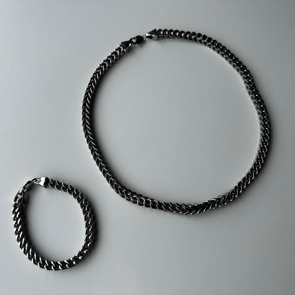 Men’s Necklace & Bracelet Stainless Steel Set